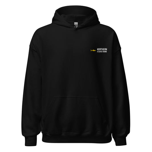 Northern Atlantic Fishing unisex hoodie, Black, front view